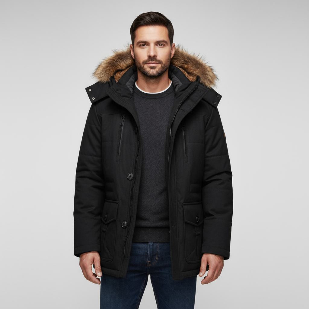 Men’s Winter Parka Jacket with Fur Collar – Warm, Durable & Timeless Style